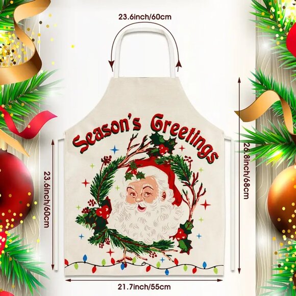 Merry Christmas Linen Blend Full Apron Frosty The Snowman NEW - Picture 2 of 6